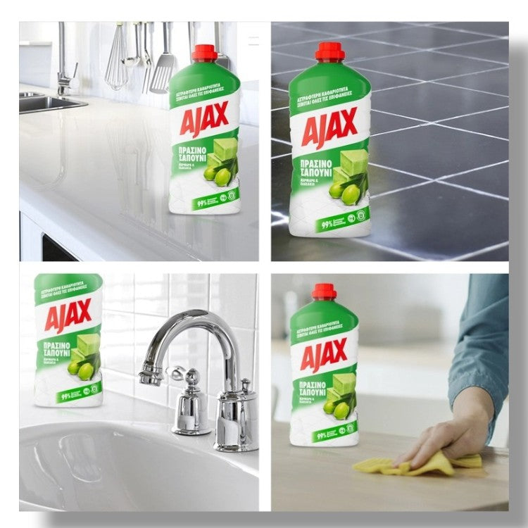 Почистващ препарат за под със зелен сапун ''Ajax'' 1L