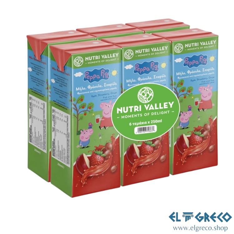 Сок с 3 Плодове: Ябълка, Ягода, Грозде “Nutri Valley” 6x250мл.