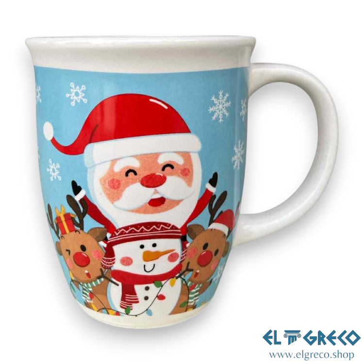 Коледна Чаша за Кафе /  Чай с Дядо Коледа и Елени 420ml